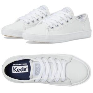 Keds Kickstart Core Girls’ White Leather Sneaker - Size: 2.5
